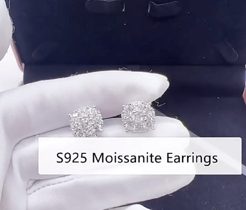 Flower Cluster 925 Sterling Silver Moissanite Earrings