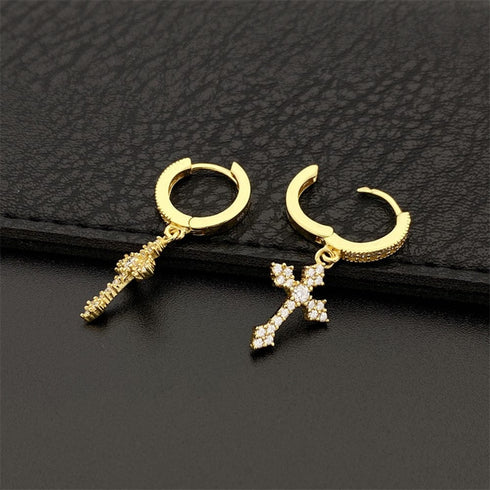 Flower Cross 925 Silver Moissanite Earrings