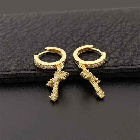 Flower Cross 925 Silver Moissanite Earrings
