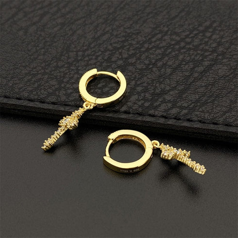 Flower Cross 925 Silver Moissanite Earrings