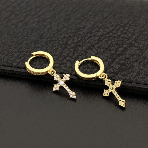 Flower Cross 925 Silver Moissanite Earrings