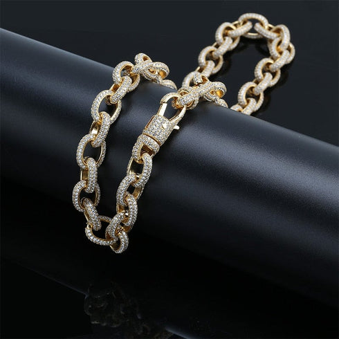 Fully Iced 15MM Icy Rolo Chain