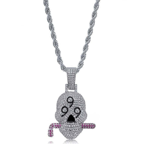 Fully Iced 999 Skull Pendant Chain