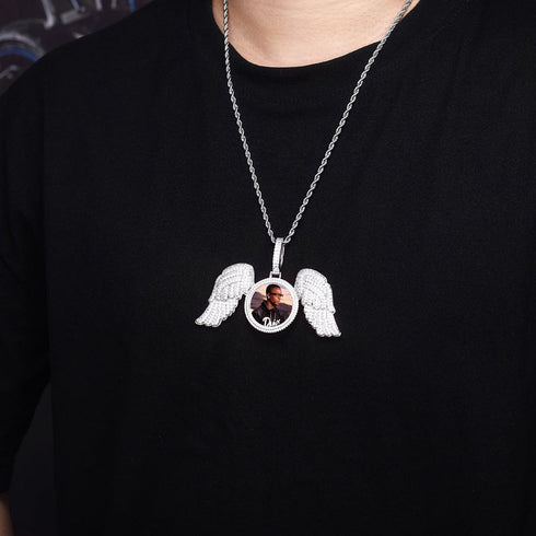 Fully Iced Angel Wings Custom Photo Chain