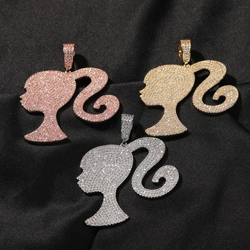 Fully Iced Barbie Pendant Necklace