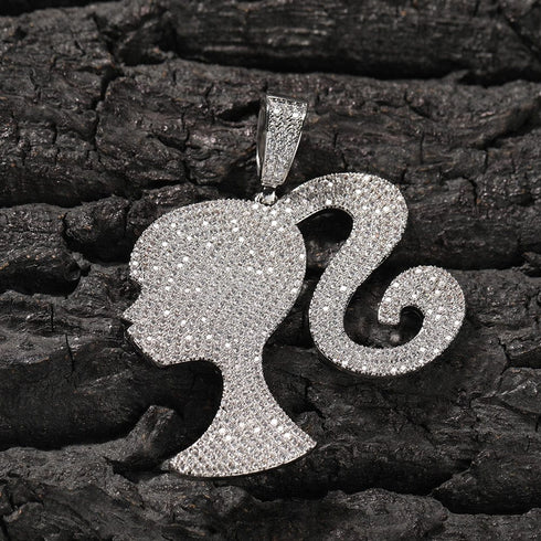 Fully Iced Barbie Pendant Necklace