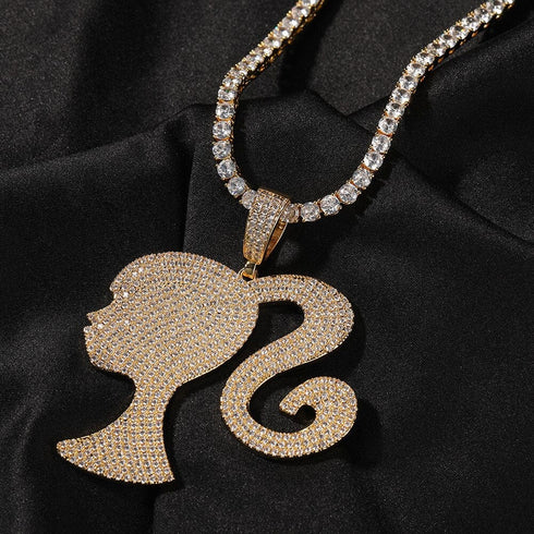 Fully Iced Barbie Pendant Necklace