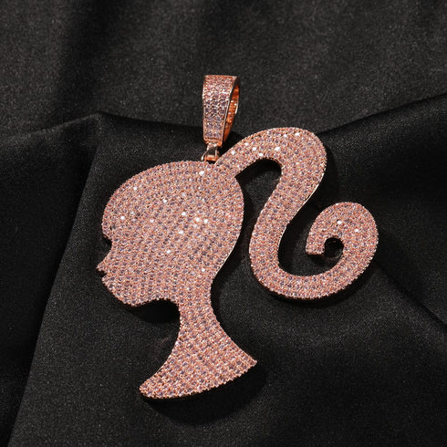Fully Iced Barbie Pendant Necklace
