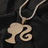 Fully Iced Barbie Pendant Necklace