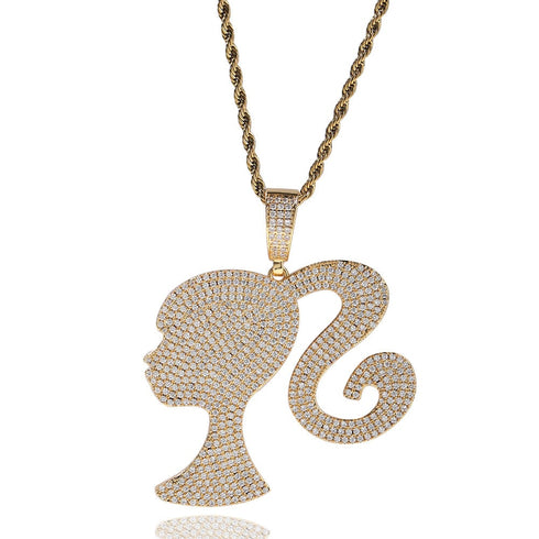 Fully Iced Barbie Pendant Necklace