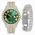 Fully Iced Bling Watch + Cuban Bracelet Bundle