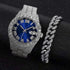 Fully Iced Bling Watch + Cuban Bracelet Bundle