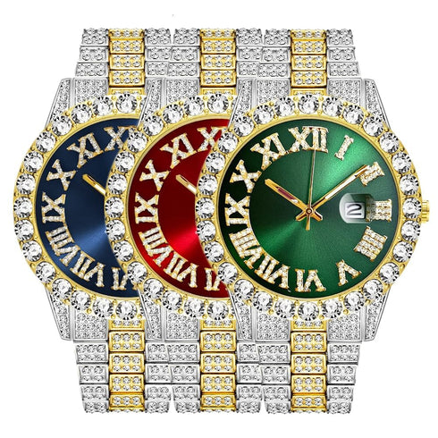 Fully Iced Bling Watch + Cuban Bracelet Bundle