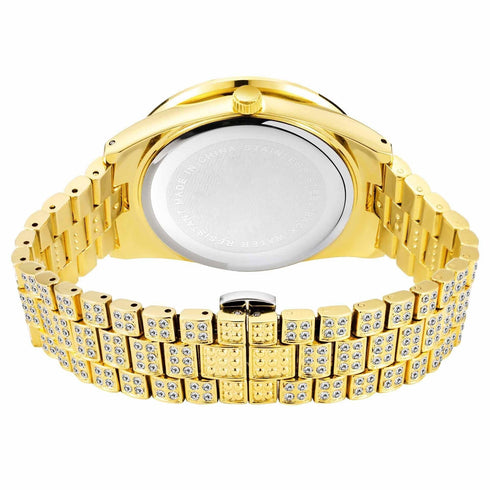 Fully Iced Bling Watch + Cuban Bracelet Bundle