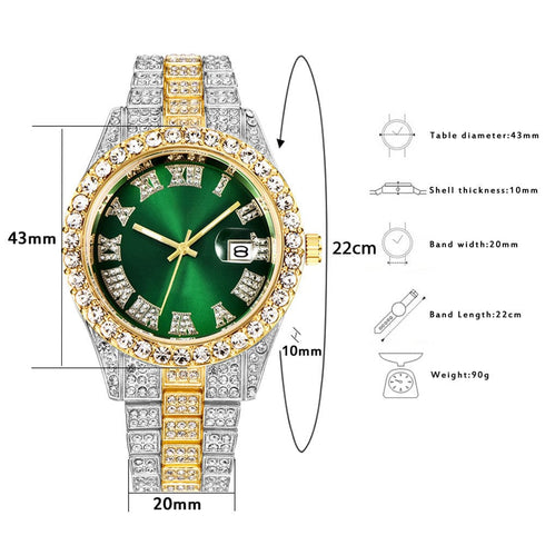 Fully Iced Bling Watch + Cuban Bracelet Bundle