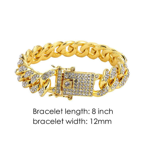 Fully Iced Bling Watch + Cuban Bracelet Bundle