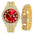 Fully Iced Bling Watch + Cuban Bracelet Bundle