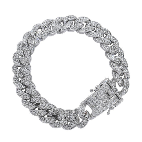 Fully Iced Bling Watch + Cuban Bracelet Bundle