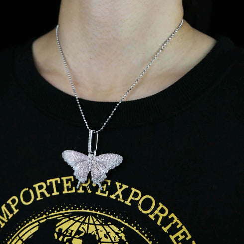 Fully Iced Butterfly Pendant Tennis Chain