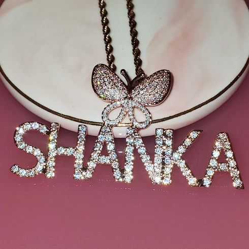 Fully Iced Custom Butterfly Name Chain