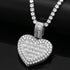 Fully Iced Custom Heart Baguette Photo Pendant Necklace