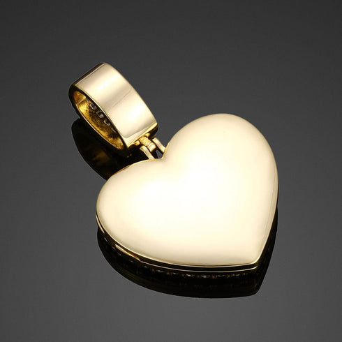 Fully Iced Custom Heart Baguette Photo Pendant Necklace
