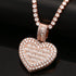 Fully Iced Custom Heart Baguette Photo Pendant Necklace