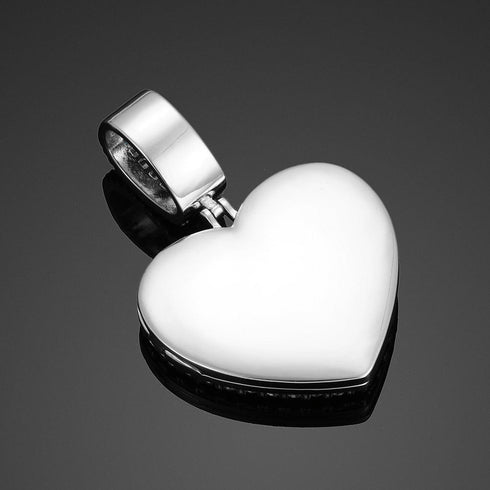 Fully Iced Custom Heart Baguette Photo Pendant Necklace