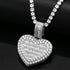 Fully Iced Custom Heart Baguette Photo Pendant Necklace