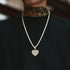 Fully Iced Custom Heart Baguette Photo Pendant Necklace