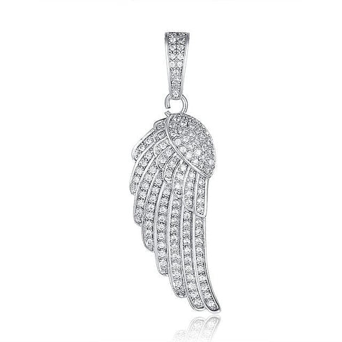 Fully Iced Out Angel Wings Charm Necklace