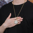 Fully Iced Out face mask emoji pendant Necklace