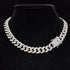 Fully Iced Out Pink Biting Lip Cuban Pendant Chain