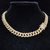 Fully Iced Out Pink Biting Lip Cuban Pendant Chain