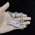 Fully Iced Out Pink Biting Lip Cuban Pendant Chain
