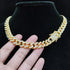 Fully Iced Out Pink Biting Lip Cuban Pendant Chain