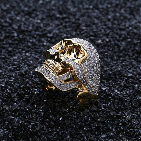 Fully Iced Skull Ring