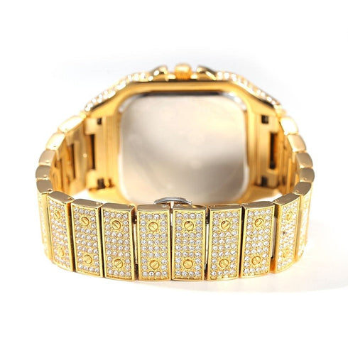 Fully Iced Square Stainless Steel Roman Watch