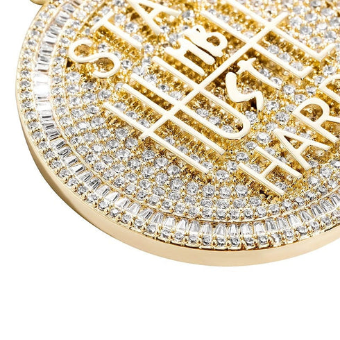 Fully Iced Stay Humble Hustle Hard Round Pendant Chain