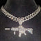 Fully Iced Submachine Gun Pendant Rapper Necklace