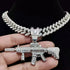Fully Iced Submachine Gun Pendant Rapper Necklace