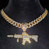 Fully Iced Submachine Gun Pendant Rapper Necklace