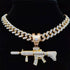 Fully Iced Submachine Gun Pendant Rapper Necklace