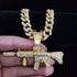 Fully Iced Submachine Gun Pendant Rapper Necklace