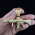 Fully Iced Submachine Gun Pendant Rapper Necklace