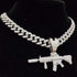 Fully Iced Submachine Gun Pendant Rapper Necklace