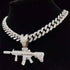 Fully Iced Submachine Gun Pendant Rapper Necklace