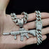 Fully Iced Submachine Gun Pendant Rapper Necklace