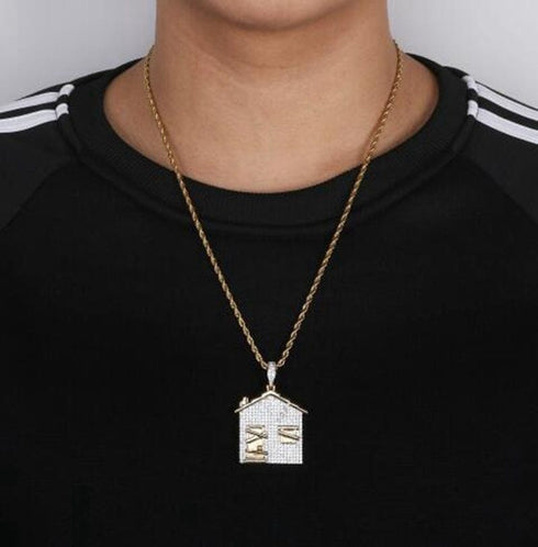 Fully Iced Trap House Pendant Necklace