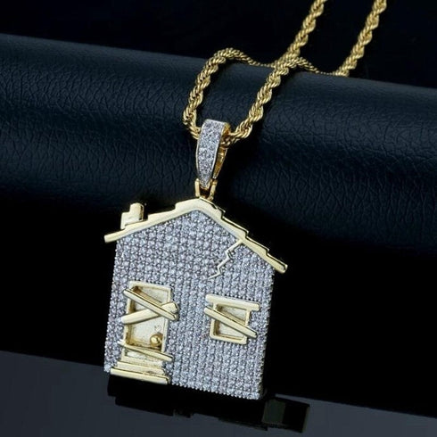 Fully Iced Trap House Pendant Necklace